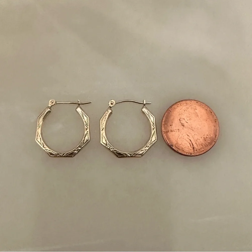 14k Solid Gold Hoop Earrings - Picture 5 of 16